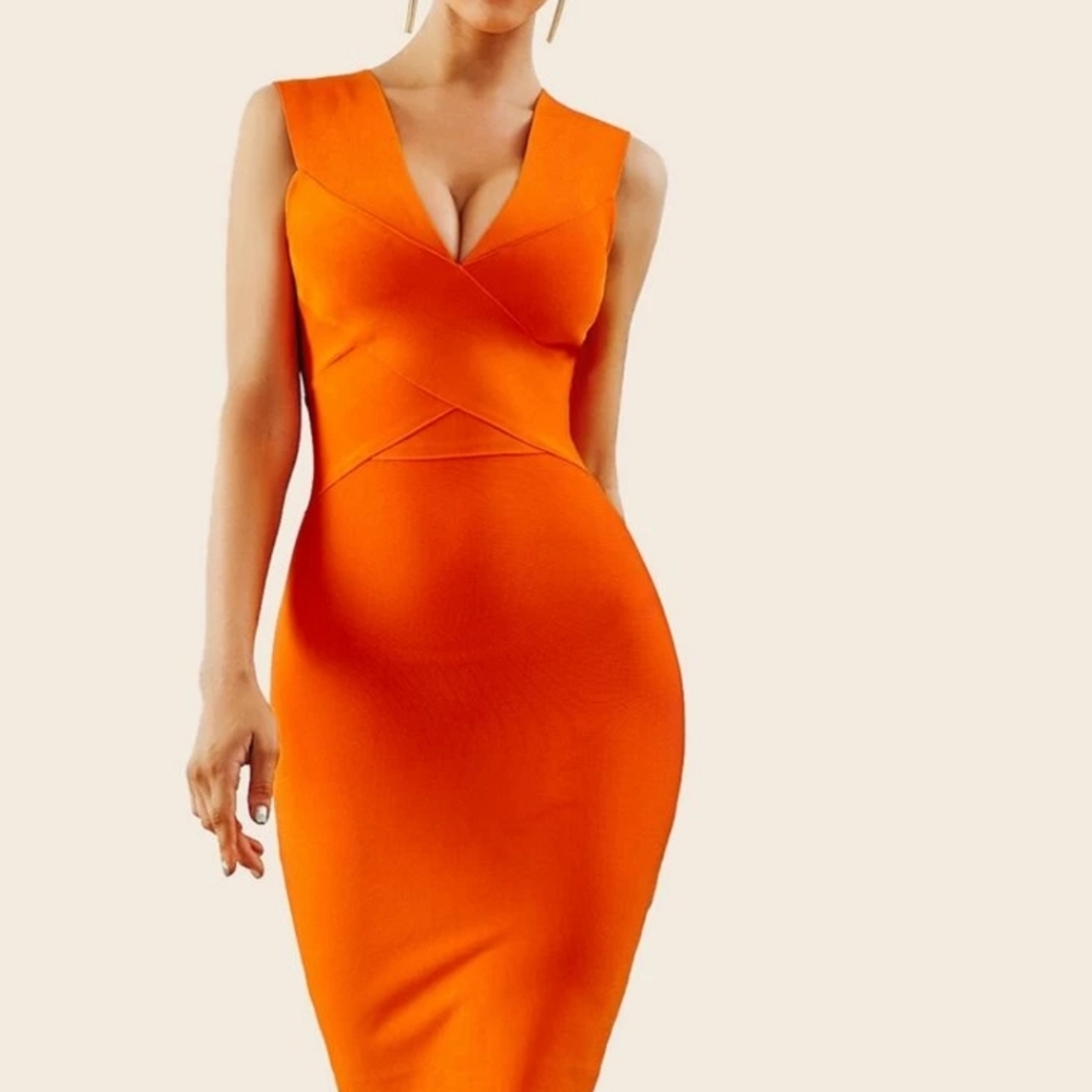 Bodycon Orange Bandage Dress